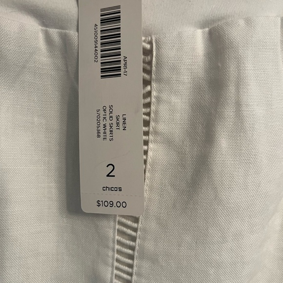 Women's Chico's White Skirt w Ruffled Crepe Hem Sz 2 L 12-14 NWT Ret $109 - Picture 6 of 7